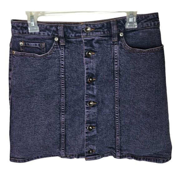 Hot Topic Women Large Purple Tinted Acid Wash Button Front Denim Skirt - Picture 3 of 9